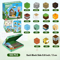 Magnetic Building Blocks 100 PCS | 2cm/0.8" | Magnet Toys for Kids | Magnetic Building Blocks Cubes | Stacking Magnets | Jungle