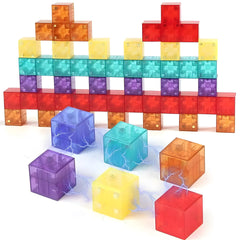 Transparent Magnetic Blocks - 48, 72, 96, 120 PCS | 1"/2.5 cm | Magnet Toys for Kids | Magnetic Building Blocks Cubes | Stacking Magnets