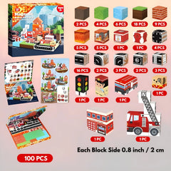 Magnetic Building Blocks 100 PCS | 2cm/0.8" | Magnet Toys for Kids | Magnetic Building Blocks Cubes | Stacking Magnets | Fire Rescue