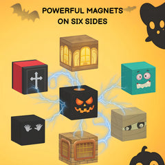 Halloween Magnetic Blocks with LED Light Up Blocks 137 PCS | 2cm/0.8" | Magnet Toys for Kids | Magnetic Building Blocks Cubes | Stacking Magnets | Midnight Magic