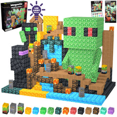 Magnetic Blocks with LED Light Up Blocks 100, 200 PCS | 2cm/0.8" | Magnet Toys for Kids | Magnetic Building Blocks Cubes | Stacking Magnets | Monster