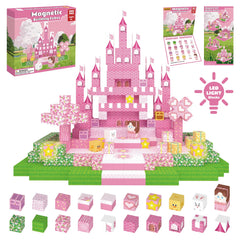 Magnetic Blocks with LED Light Up Blocks 100, 200 PCS | 2cm/0.8" | Magnet Toys for Kids | Magnetic Building Blocks Cubes | Stacking Magnets | Dream Castle
