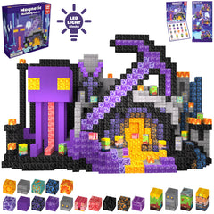 Magnetic Blocks with LED Light Up Blocks 100, 200 PCS | 2cm/0.8" | Magnet Toys for Kids | Magnetic Building Blocks Cubes | Stacking Magnets | Mining