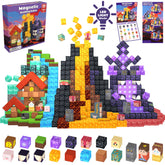 Magnetic Blocks with LED Light Up Blocks 100, 200 PCS | 2cm/0.8" | Magnet Toys for Kids | Magnetic Building Blocks Cubes | Stacking Magnets | Volcanic Eruption