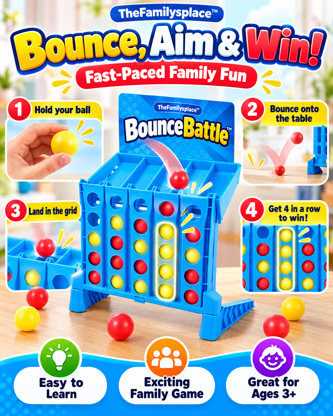 🏀 BounceBattle™ Bouncing Ball Board Game