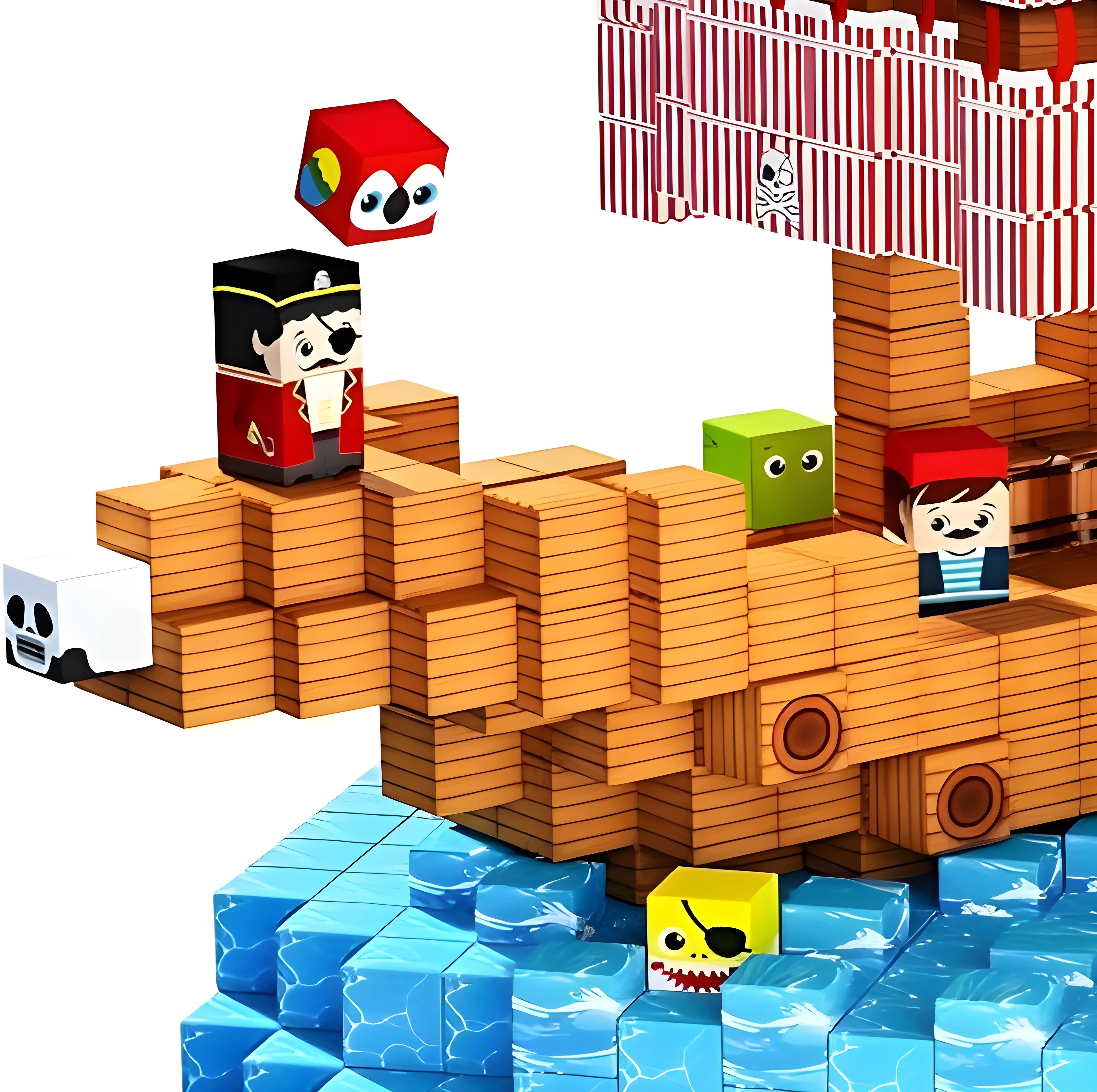 Magnetic Building Blocks 100 PCS | 2cm/0.8" | Magnet Toys for Kids | Magnetic Building Blocks Cubes | Stacking Magnets | Pirate Ship