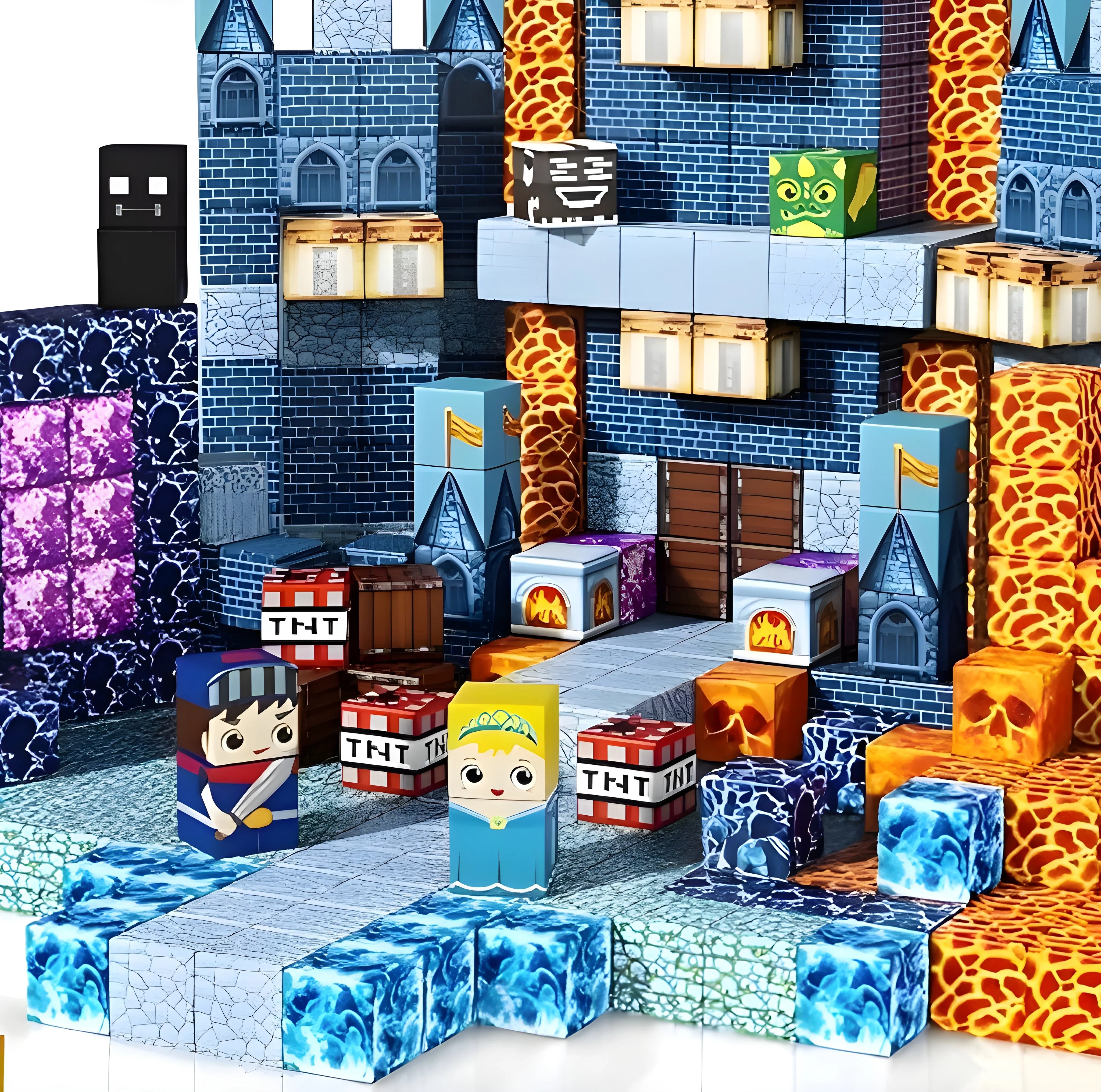 Magnetic Building Blocks 100 PCS | 2cm/0.8" | Magnet Toys for Kids | Magnetic Building Blocks Cubes | Stacking Magnets | Blue Castle