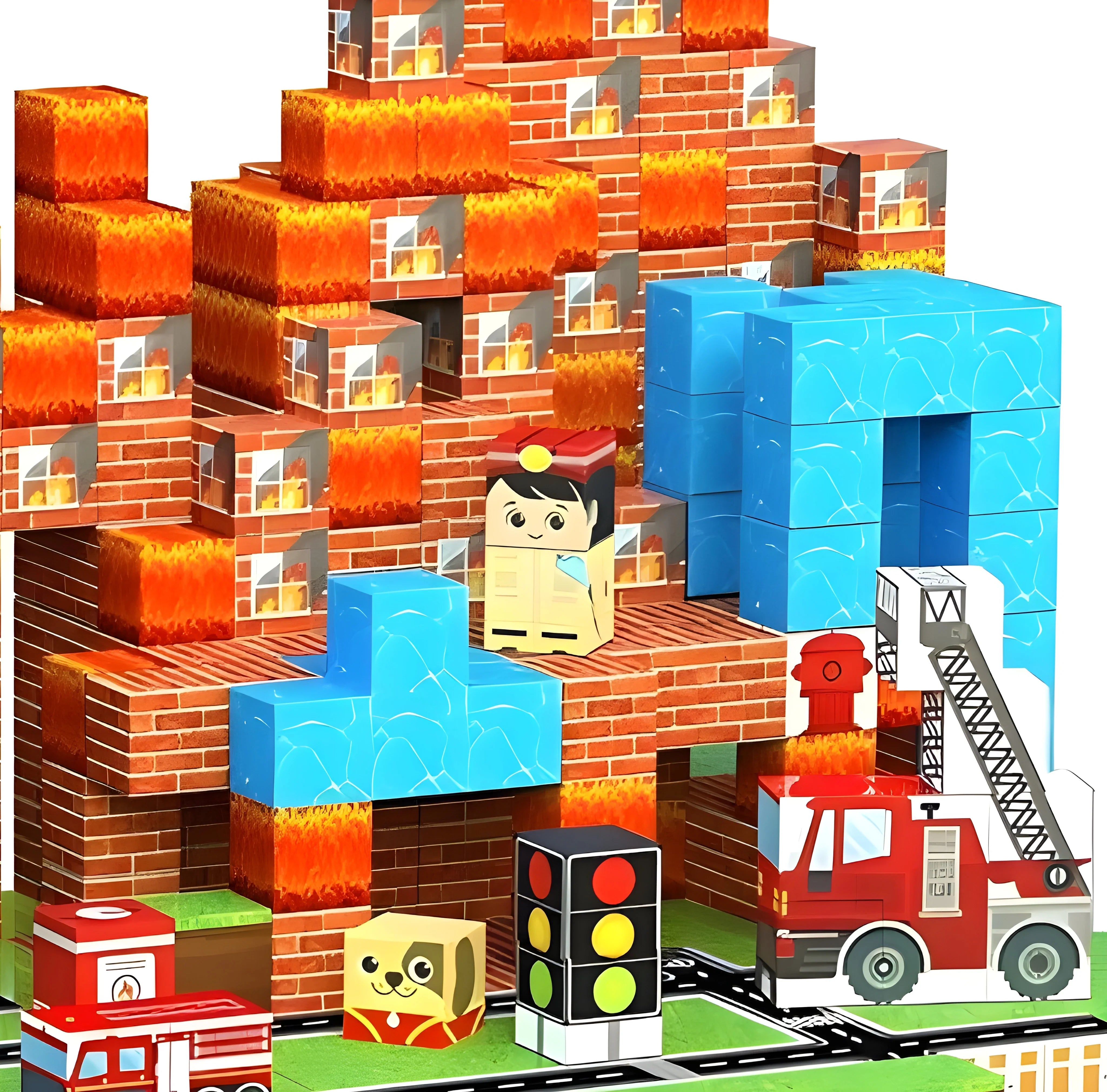 Magnetic Building Blocks 100 PCS | 2cm/0.8" | Magnet Toys for Kids | Magnetic Building Blocks Cubes | Stacking Magnets | Fire Rescue