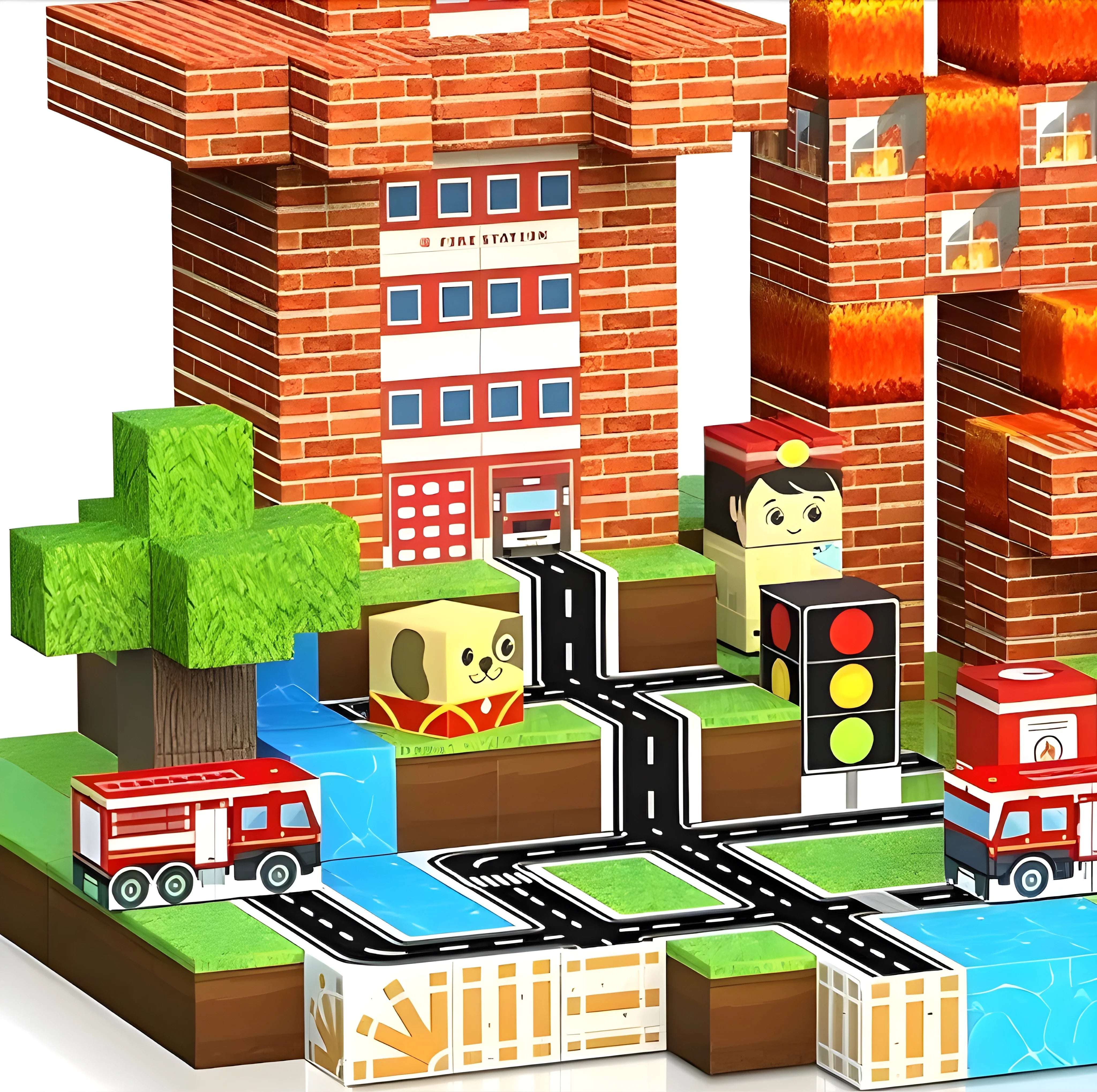 Magnetic Building Blocks 100 PCS | 2cm/0.8" | Magnet Toys for Kids | Magnetic Building Blocks Cubes | Stacking Magnets | Fire Rescue