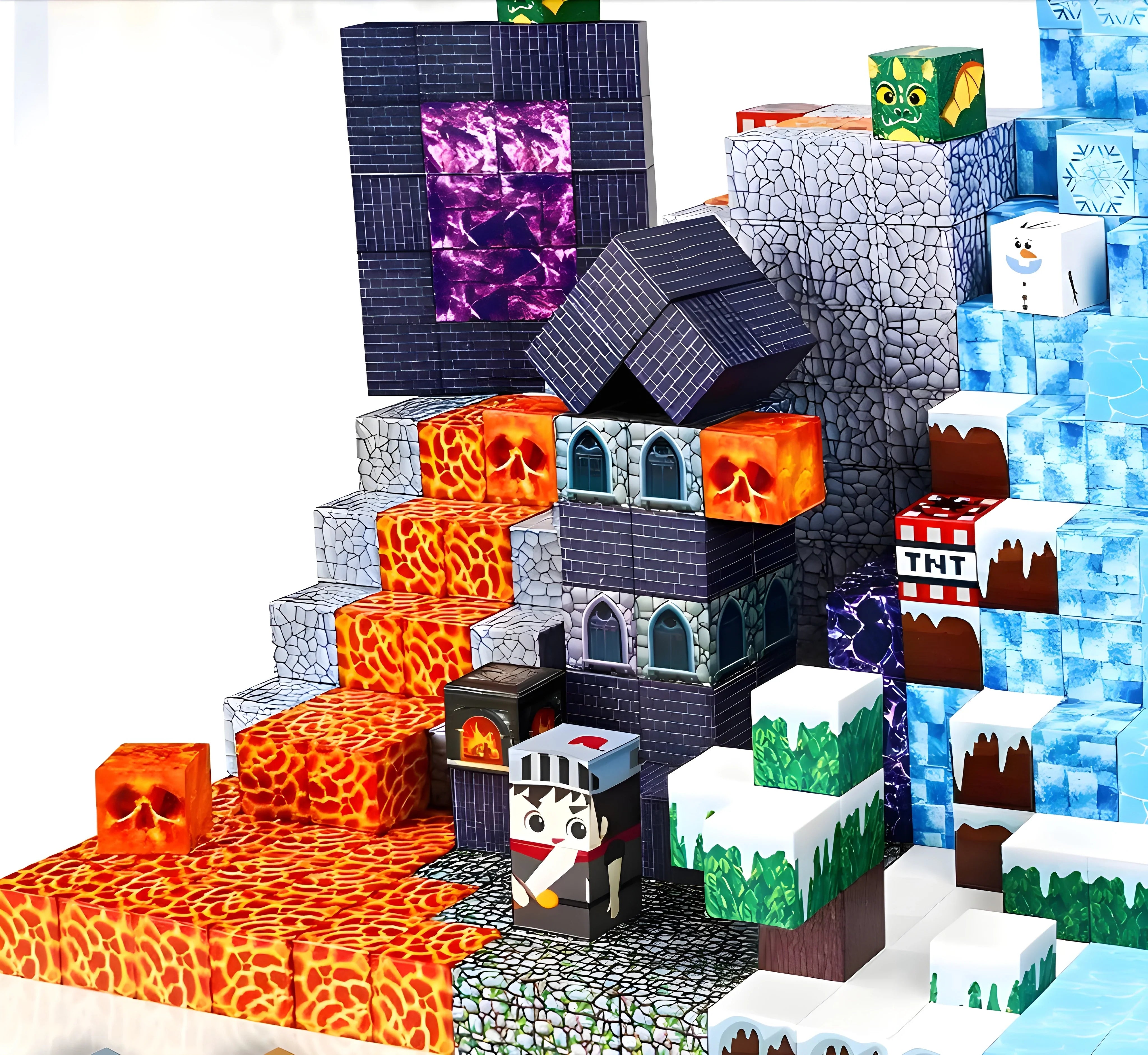 Magnetic Building Blocks 150 PCS | 2cm/0.8" | Magnet Toys for Kids | Magnetic Building Blocks Cubes | Stacking Magnets | Ice & Fire
