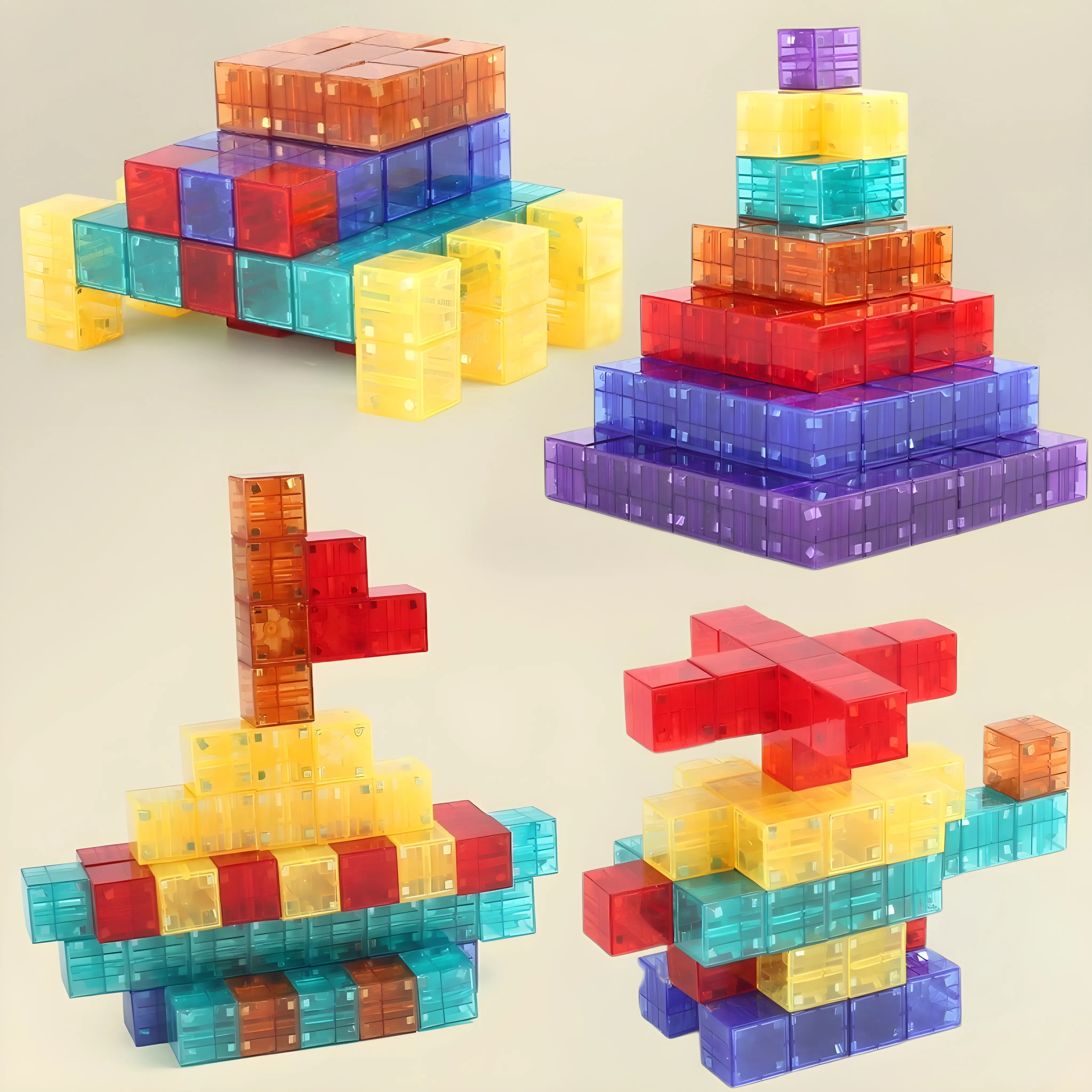 Transparent Magnetic Blocks - 48, 72, 96, 120 PCS | 1"/2.5 cm | Magnet Toys for Kids | Magnetic Building Blocks Cubes | Stacking Magnets