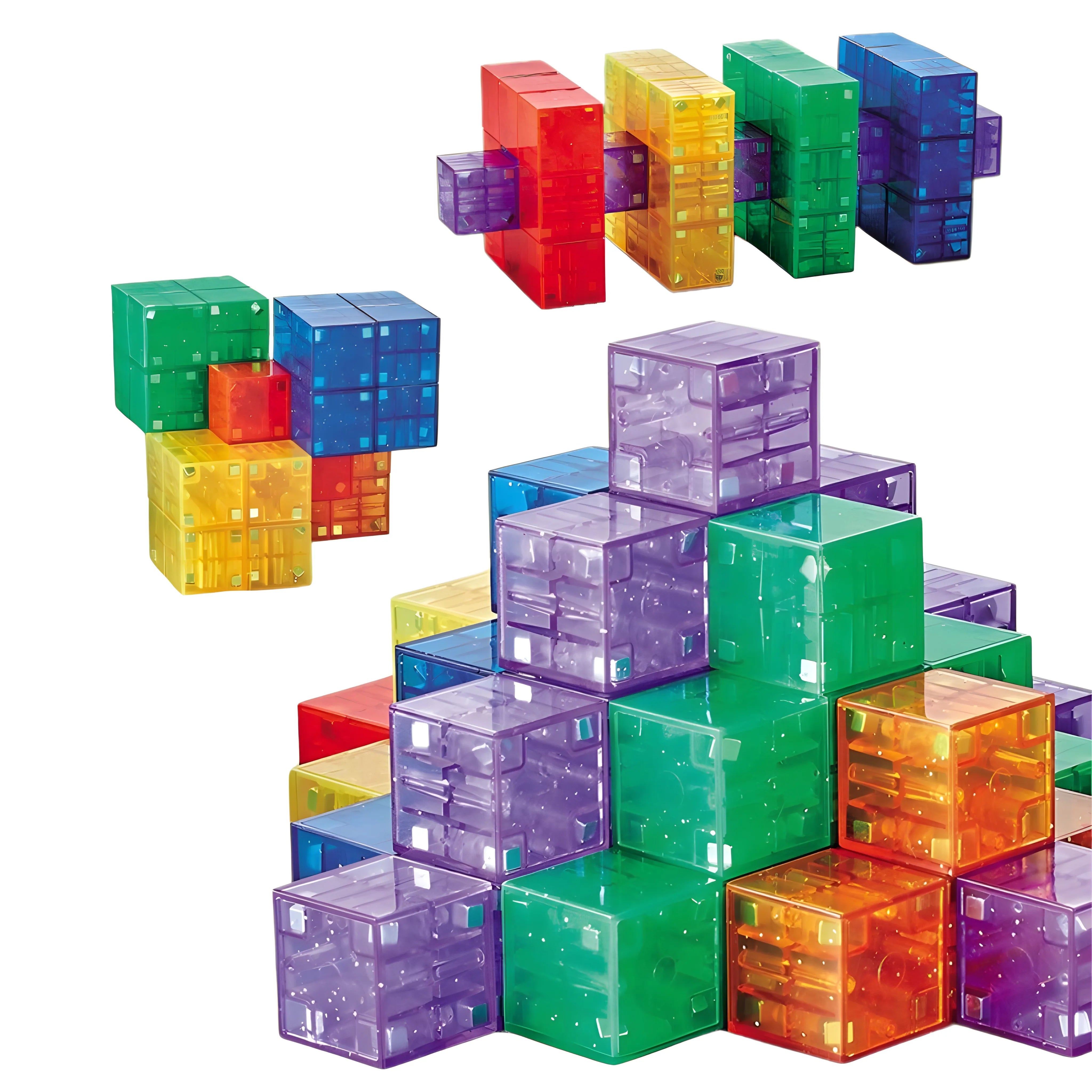 Transparent Magnetic Blocks - 48, 72, 96, 120 PCS | 1"/2.5 cm | Magnet Toys for Kids | Magnetic Building Blocks Cubes | Stacking Magnets
