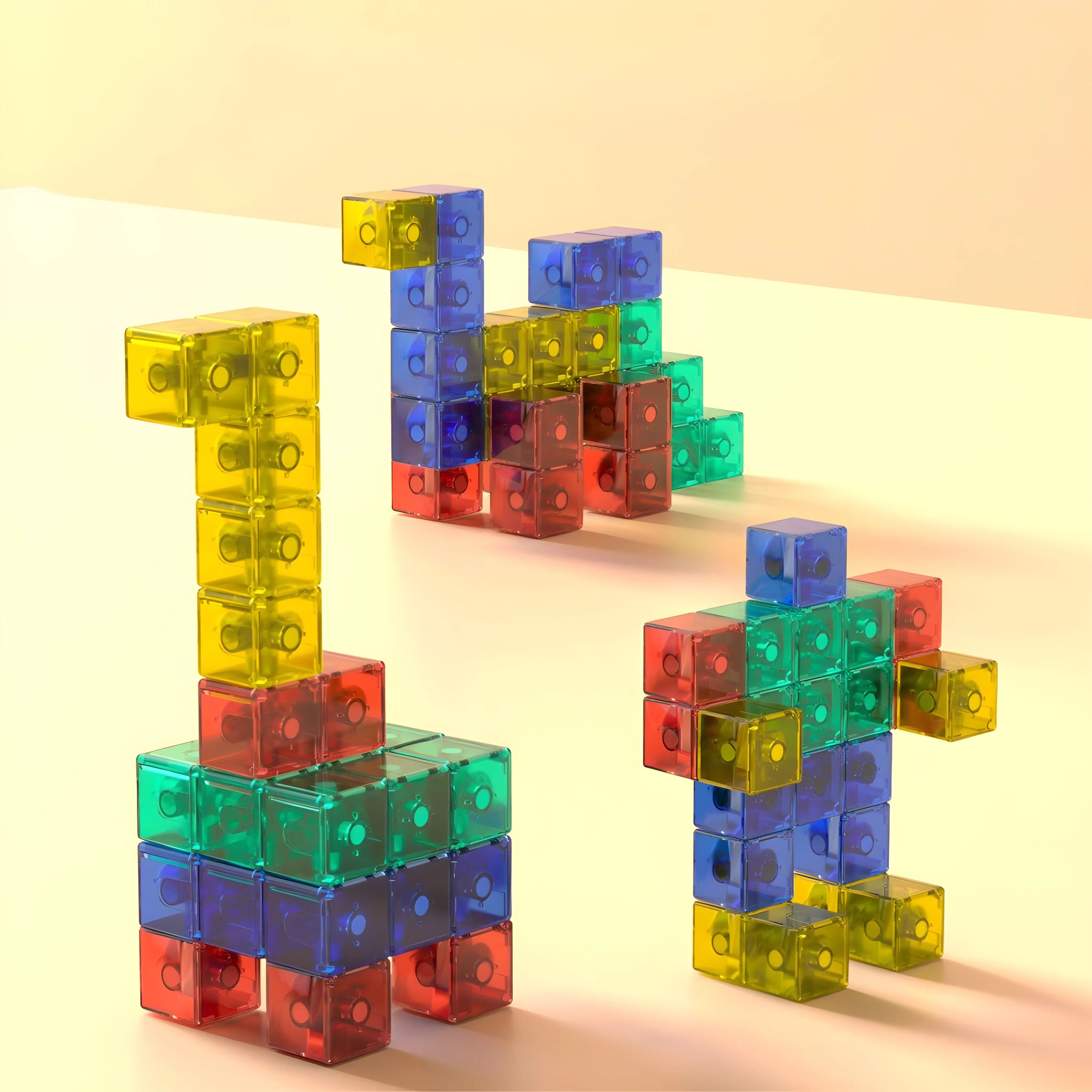 Transparent Magnetic Blocks - 48, 72, 96, 120 PCS | 1"/2.5 cm | Magnet Toys for Kids | Magnetic Building Blocks Cubes | Stacking Magnets