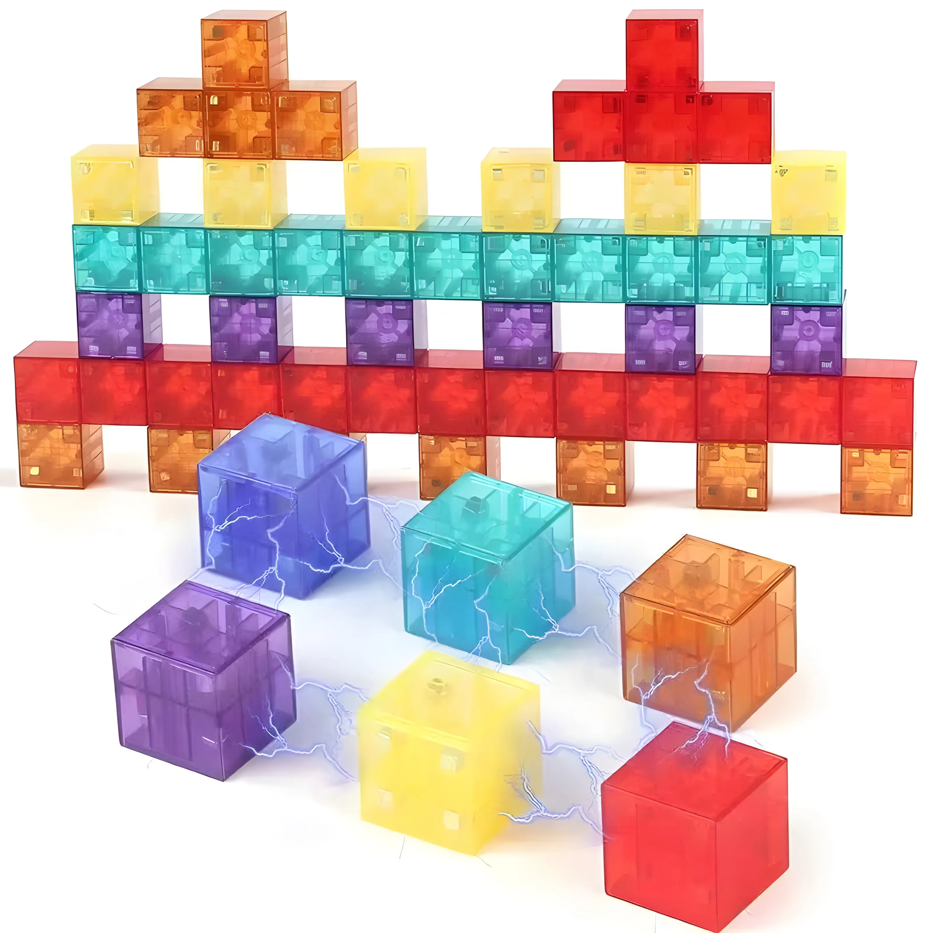 Transparent Magnetic Blocks - 48, 72, 96, 120 PCS | 1"/2.5 cm | Magnet Toys for Kids | Magnetic Building Blocks Cubes | Stacking Magnets
