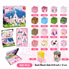 Magnetic Building Blocks 100 PCS | 2cm/0.8" | Magnet Toys for Kids | Magnetic Building Blocks Cubes | Stacking Magnets | Princess Castle