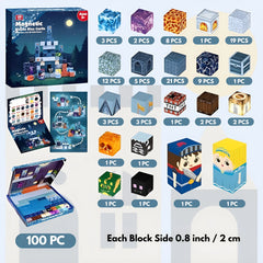 Magnetic Building Blocks 100 PCS | 2cm/0.8" | Magnet Toys for Kids | Magnetic Building Blocks Cubes | Stacking Magnets | Blue Castle
