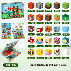 Magnetic Building Blocks 150 PCS | 2cm/0.8" | Magnet Toys for Kids | Magnetic Building Blocks Cubes | Stacking Magnets | Game Adventure