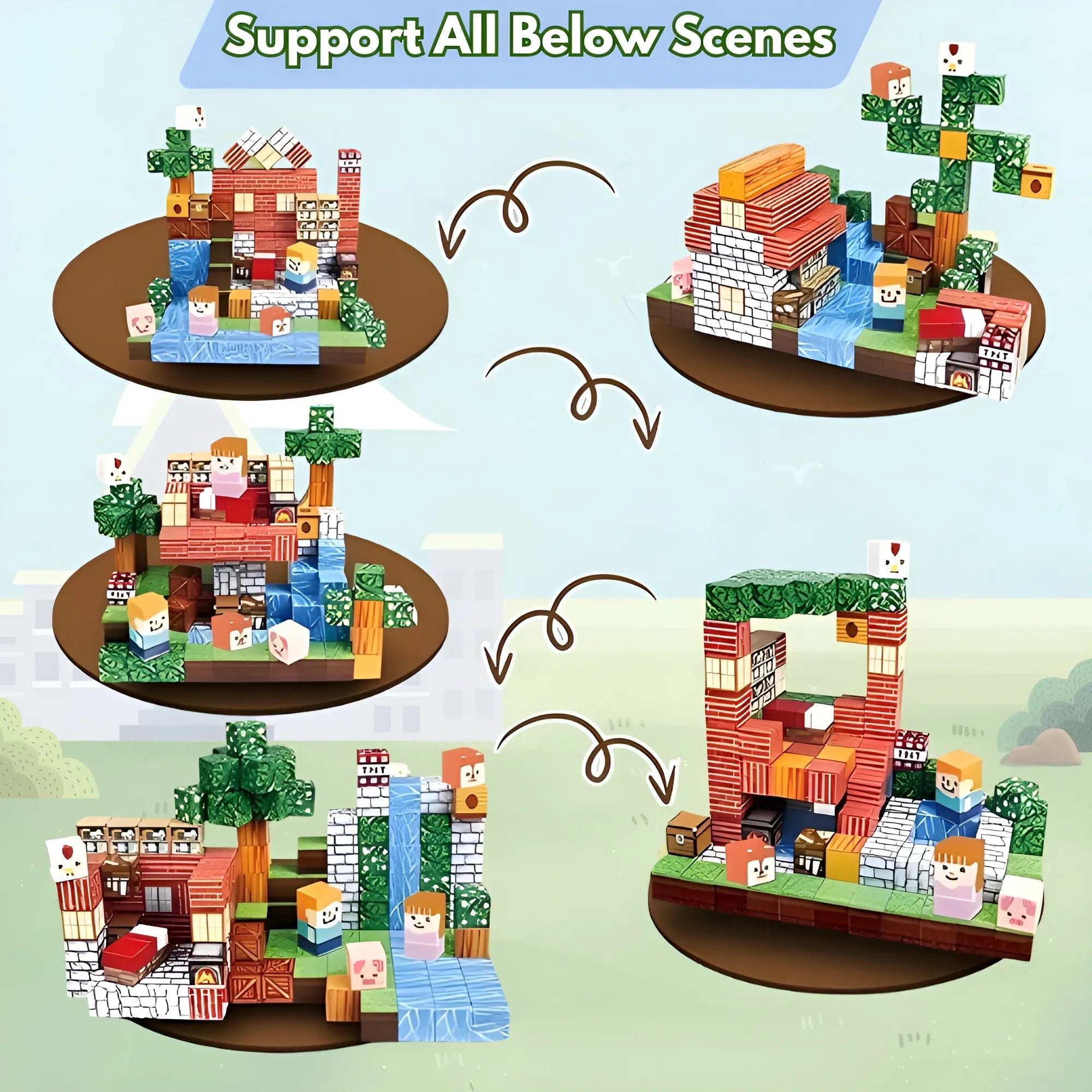 Magnetic Building Blocks 150 PCS | 2cm/0.8" | Magnet Toys for Kids | Magnetic Building Blocks Cubes | Stacking Magnets | Jungle Treehouse