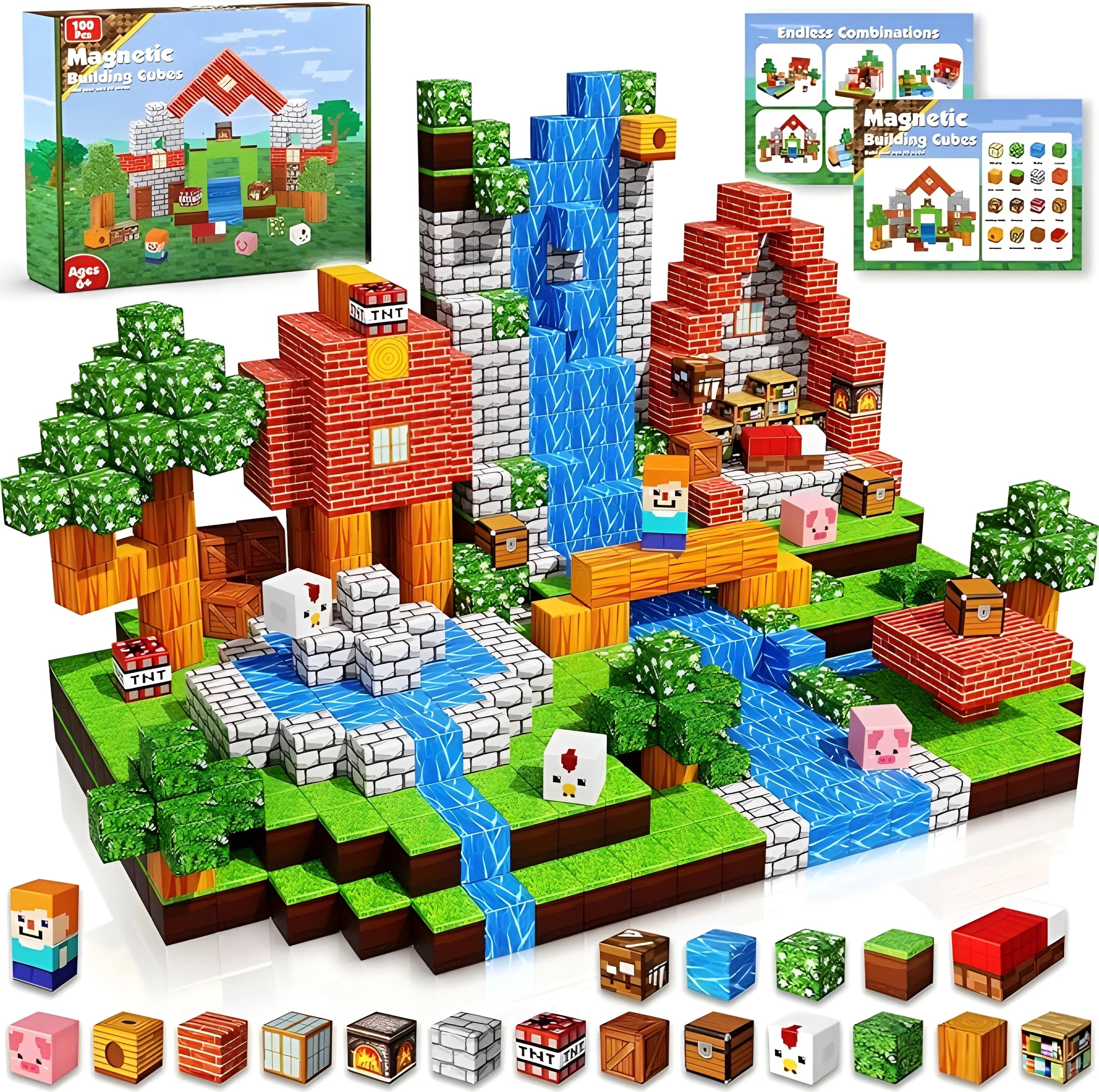 Original Magnetic Building Blocks 100 PCS | 2cm/0.8" | Magnet Toys for Kids | Magnetic Building Blocks Cubes | Stacking Magnets