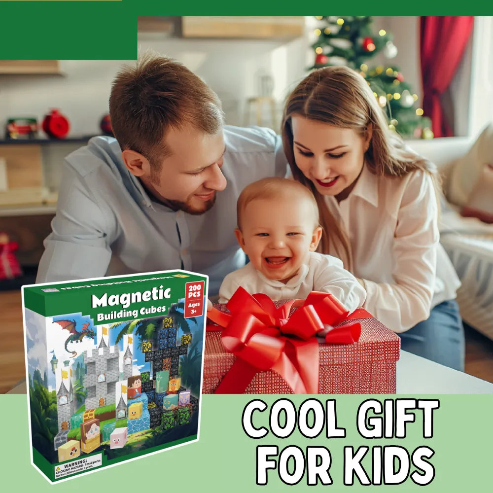 Magnetic Blocks with LED Light Up Blocks 100, 200 PCS | 2cm/0.8" | Magnet Toys for Kids | Magnetic Building Blocks Cubes | Stacking Magnets | Dinosaur
