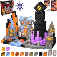 Magnetic Blocks with LED Light Up Blocks 100, 200 PCS | 2cm/0.8" | Magnet Toys for Kids | Magnetic Building Blocks Cubes | Stacking Magnets | Dungeon