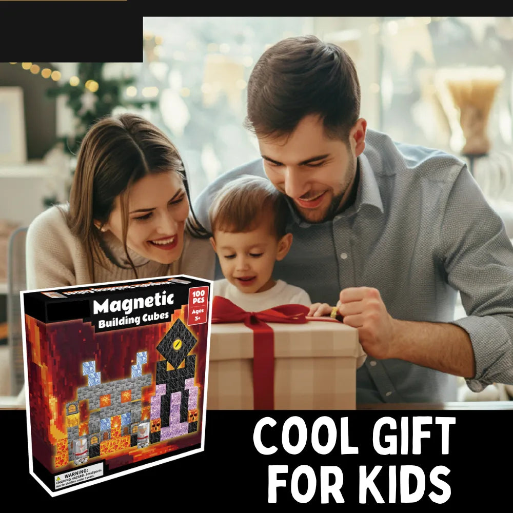 Magnetic Blocks with LED Light Up Blocks 100, 200 PCS | 2cm/0.8" | Magnet Toys for Kids | Magnetic Building Blocks Cubes | Stacking Magnets | Dungeon