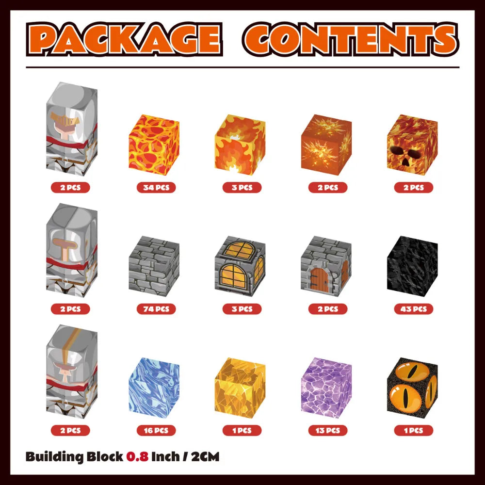 Magnetic Blocks with LED Light Up Blocks 100, 200 PCS | 2cm/0.8" | Magnet Toys for Kids | Magnetic Building Blocks Cubes | Stacking Magnets | Dungeon