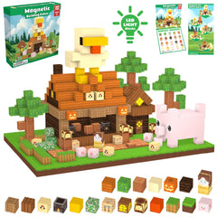 Magnetic Blocks with LED Light Up Blocks 100, 200 PCS | 2cm/0.8" | Magnet Toys for Kids | Magnetic Building Blocks Cubes | Stacking Magnets | Farm