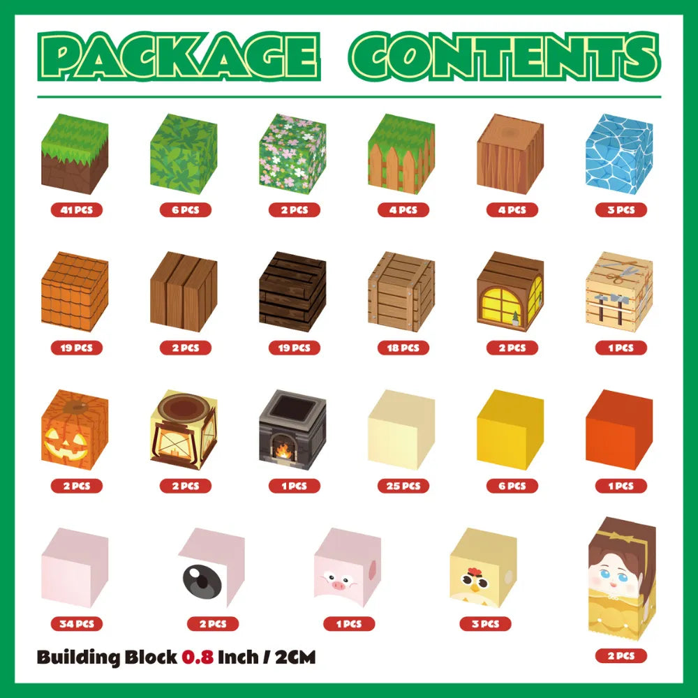 Magnetic Blocks with LED Light Up Blocks 100, 200 PCS | 2cm/0.8" | Magnet Toys for Kids | Magnetic Building Blocks Cubes | Stacking Magnets | Farm