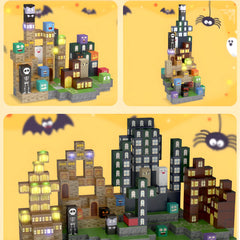Halloween Magnetic Blocks with LED Light Up Blocks 137 PCS | 2cm/0.8" | Magnet Toys for Kids | Magnetic Building Blocks Cubes | Stacking Magnets | Midnight Magic