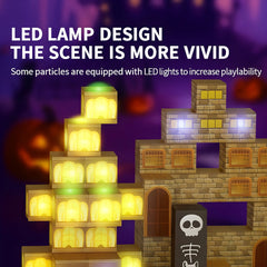 Halloween Magnetic Blocks with LED Light Up Blocks 137 PCS | 2cm/0.8" | Magnet Toys for Kids | Magnetic Building Blocks Cubes | Stacking Magnets | Midnight Magic