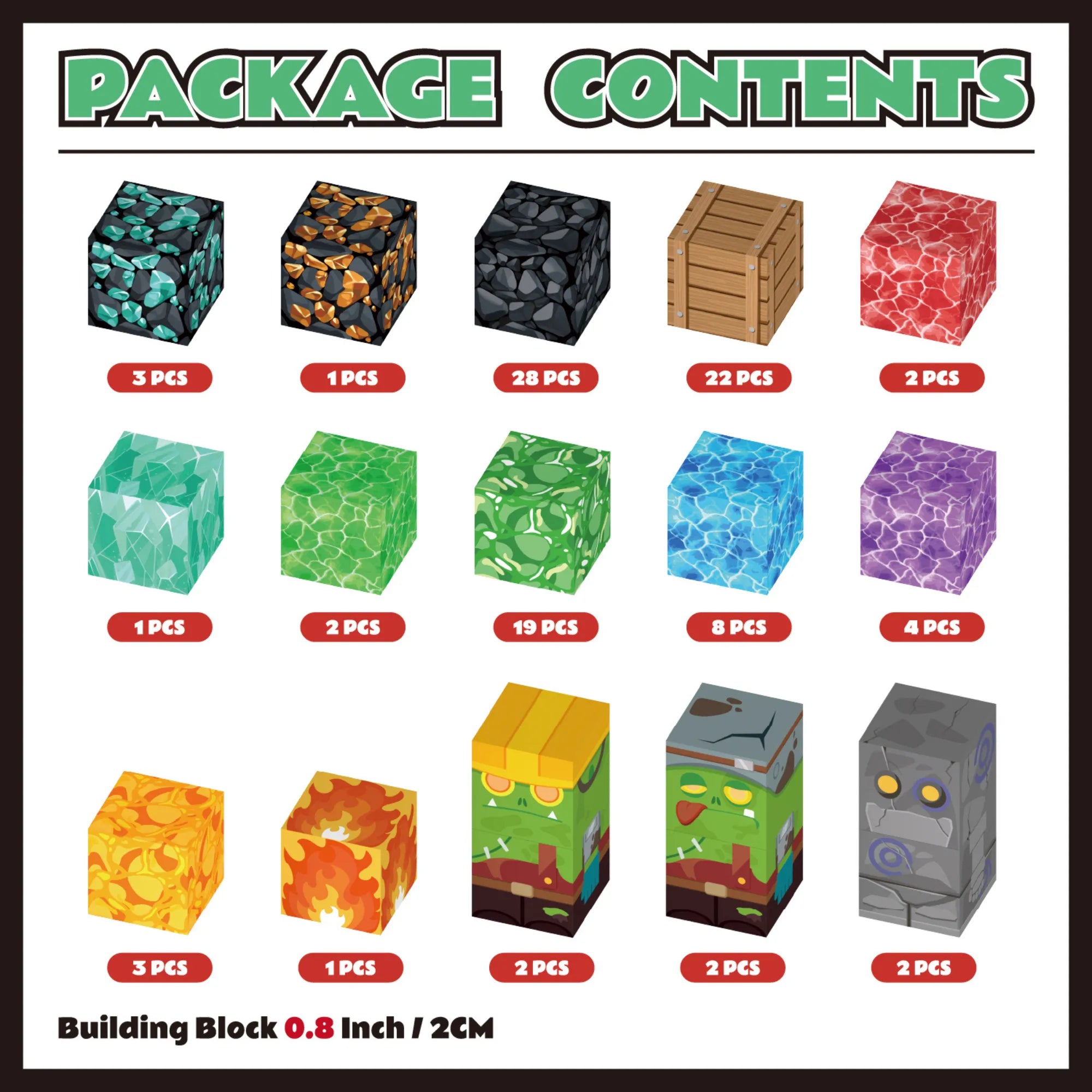Magnetic Blocks with LED Light Up Blocks 100, 200 PCS | 2cm/0.8" | Magnet Toys for Kids | Magnetic Building Blocks Cubes | Stacking Magnets | Monster