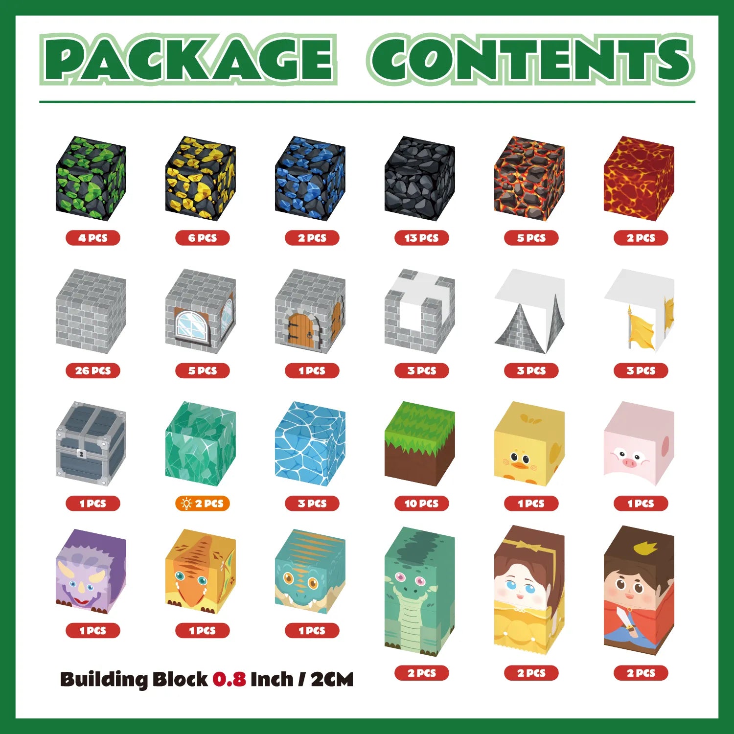 Magnetic Blocks with LED Light Up Blocks 100, 200 PCS | 2cm/0.8" | Magnet Toys for Kids | Magnetic Building Blocks Cubes | Stacking Magnets | Dinosaur