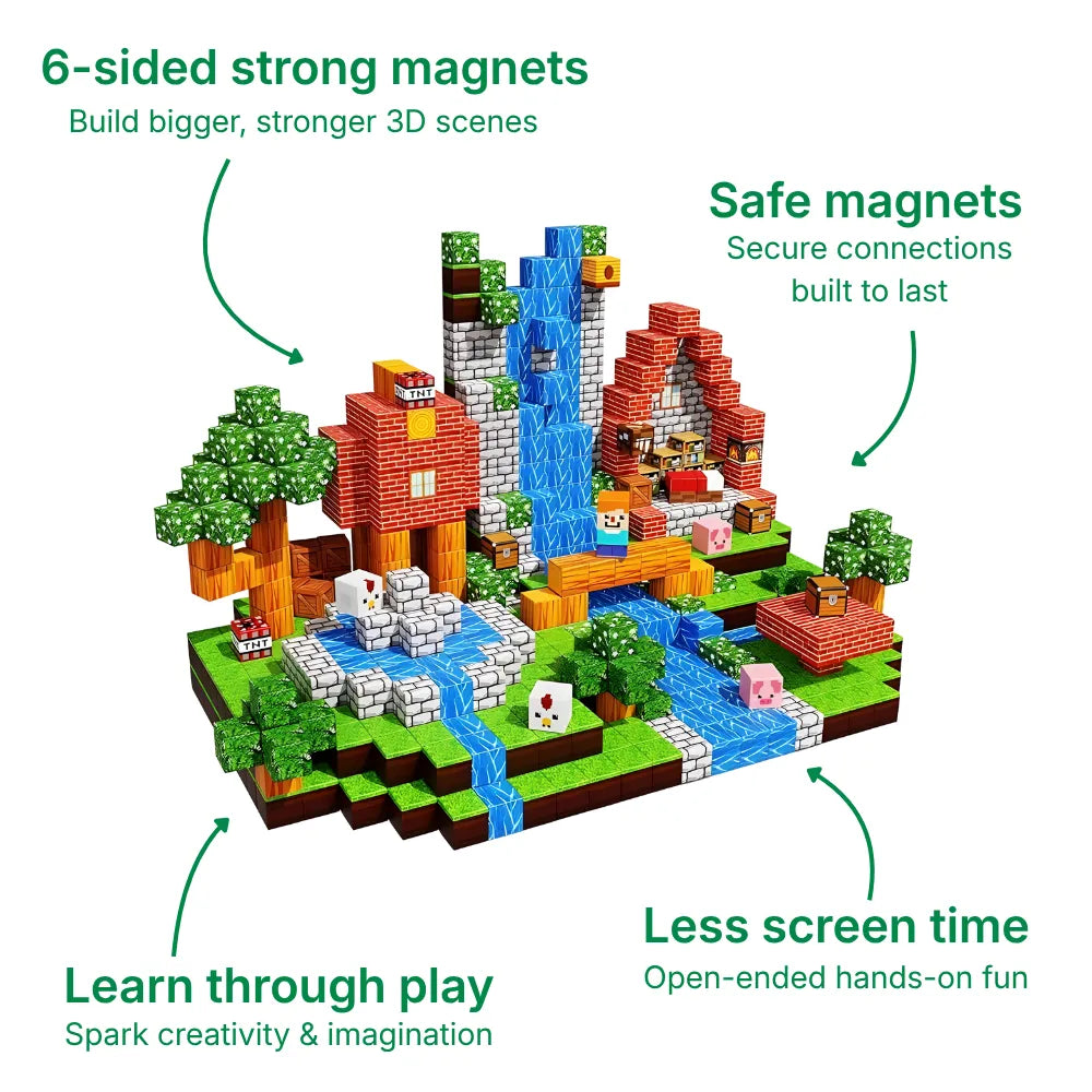 Original Magnetic Building Blocks 100 PCS | 2cm/0.8" | Magnet Toys for Kids | Magnetic Building Blocks Cubes | Stacking Magnets