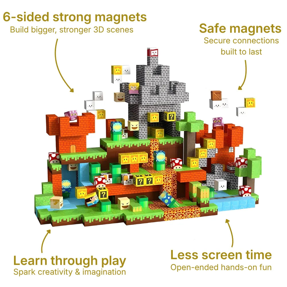 Magnetic Building Blocks 150 PCS | 2cm/0.8" | Magnet Toys for Kids | Magnetic Building Blocks Cubes | Stacking Magnets | Game Adventure
