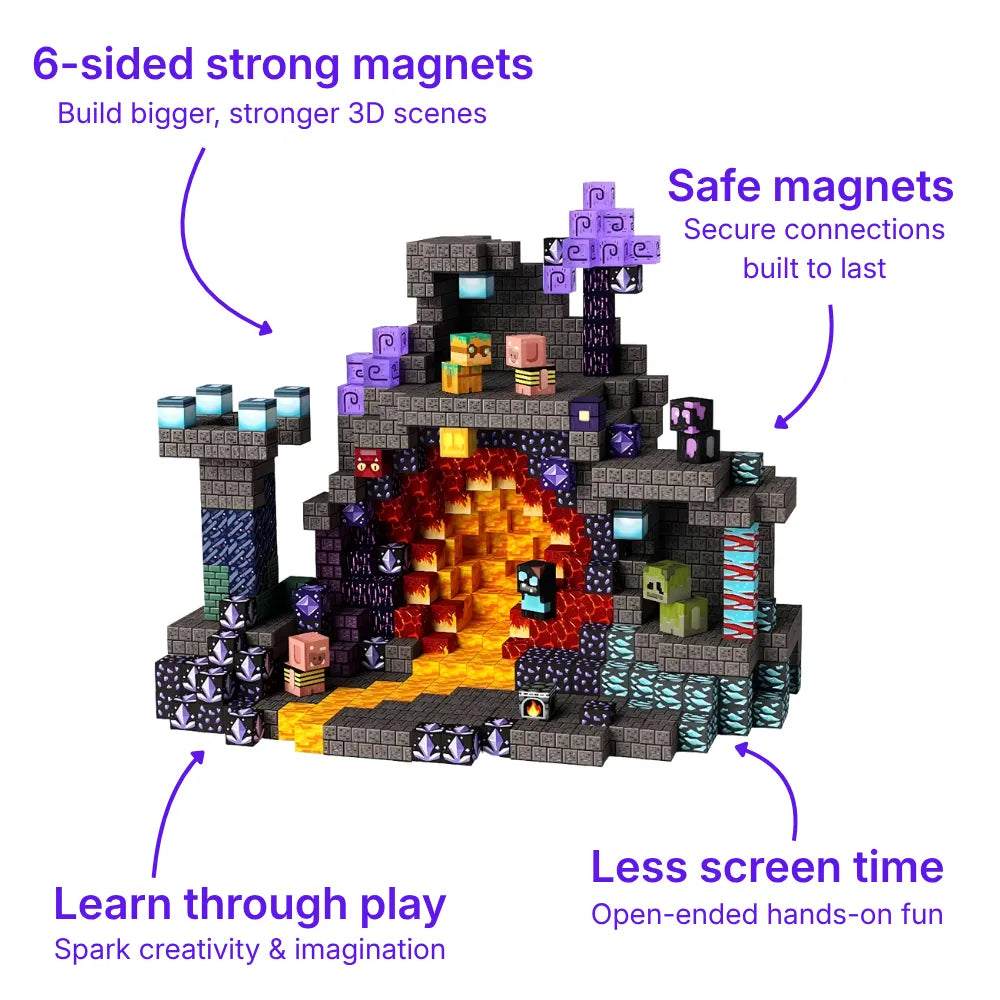 Magnetic Building Blocks 100 PCS | 2cm/0.8" | Magnet Toys for Kids | Magnetic Building Blocks Cubes | Stacking Magnets | Cave