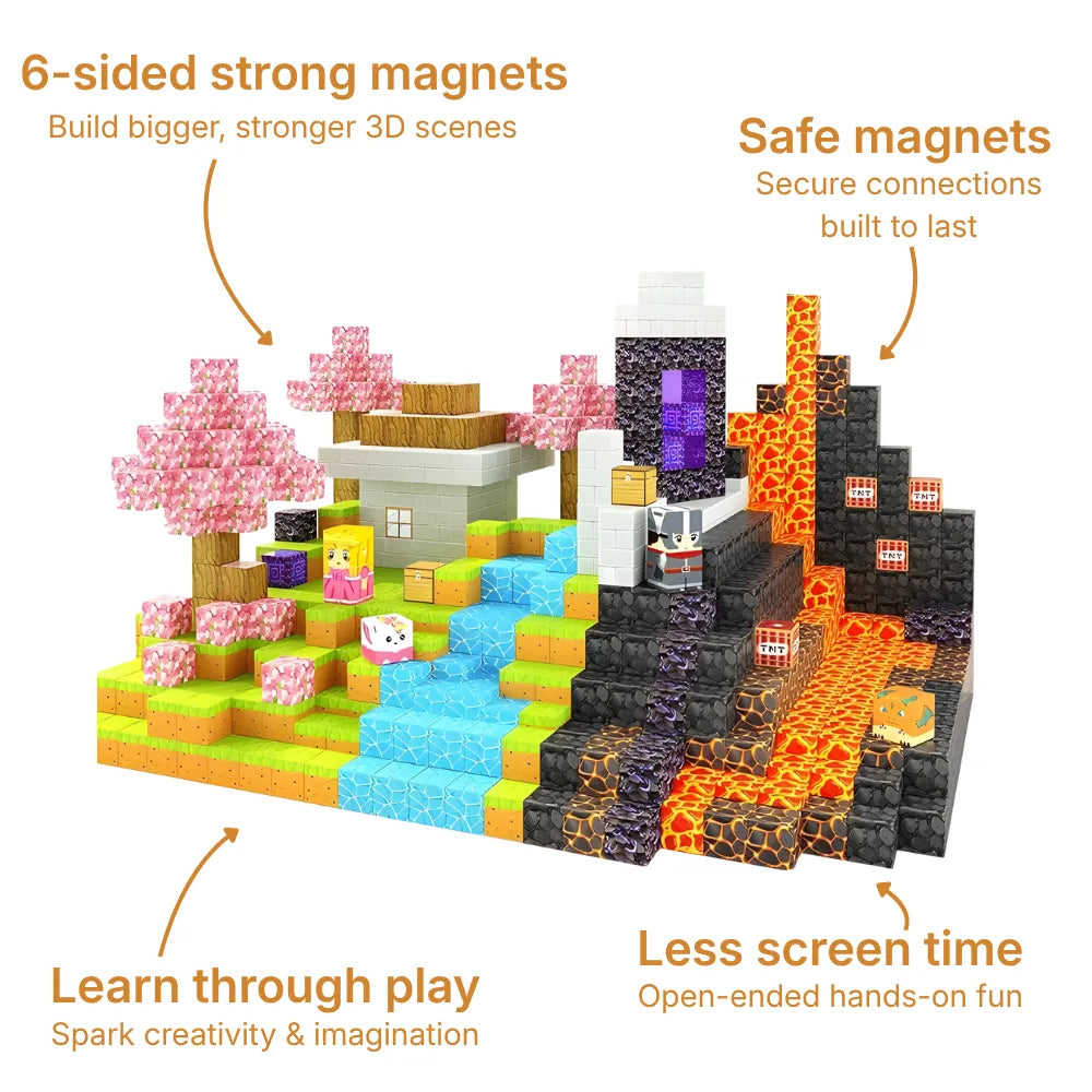 Magnetic Building Blocks 84 PCS | 2cm/0.8" | Magnet Toys for Kids | Magnetic Building Blocks Cubes | Stacking Magnets | Magic Portal