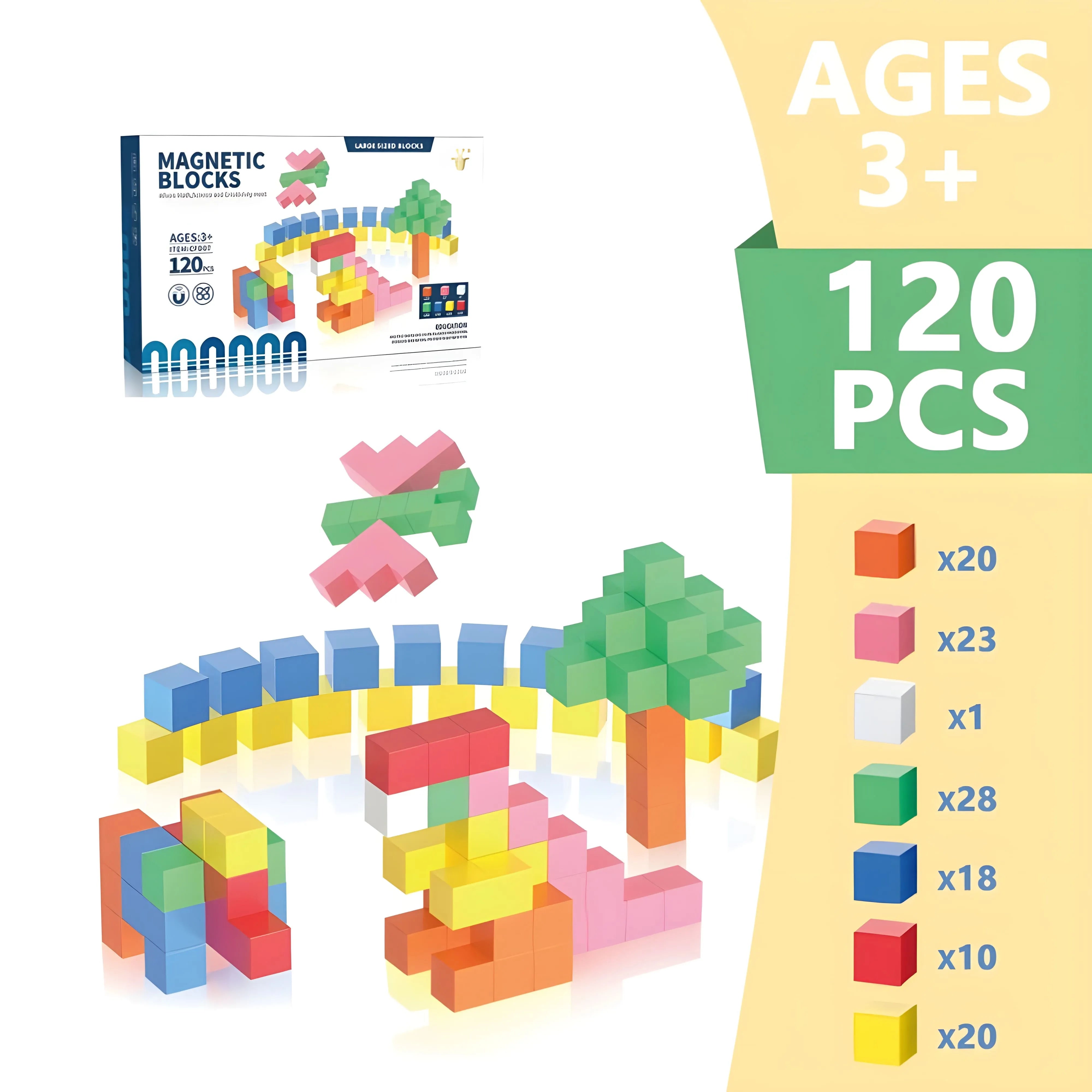 Magnetic Blocks 48, 72, 96, 120 PCS | 1"/2.5 cm | Magnet Toys for Kids | Magnetic Building Blocks Cubes | Stacking Magnets