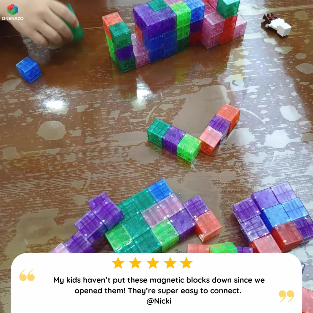 Transparent Magnetic Blocks - 48, 72, 96, 120 PCS | 1"/2.5 cm | Magnet Toys for Kids | Magnetic Building Blocks Cubes | Stacking Magnets