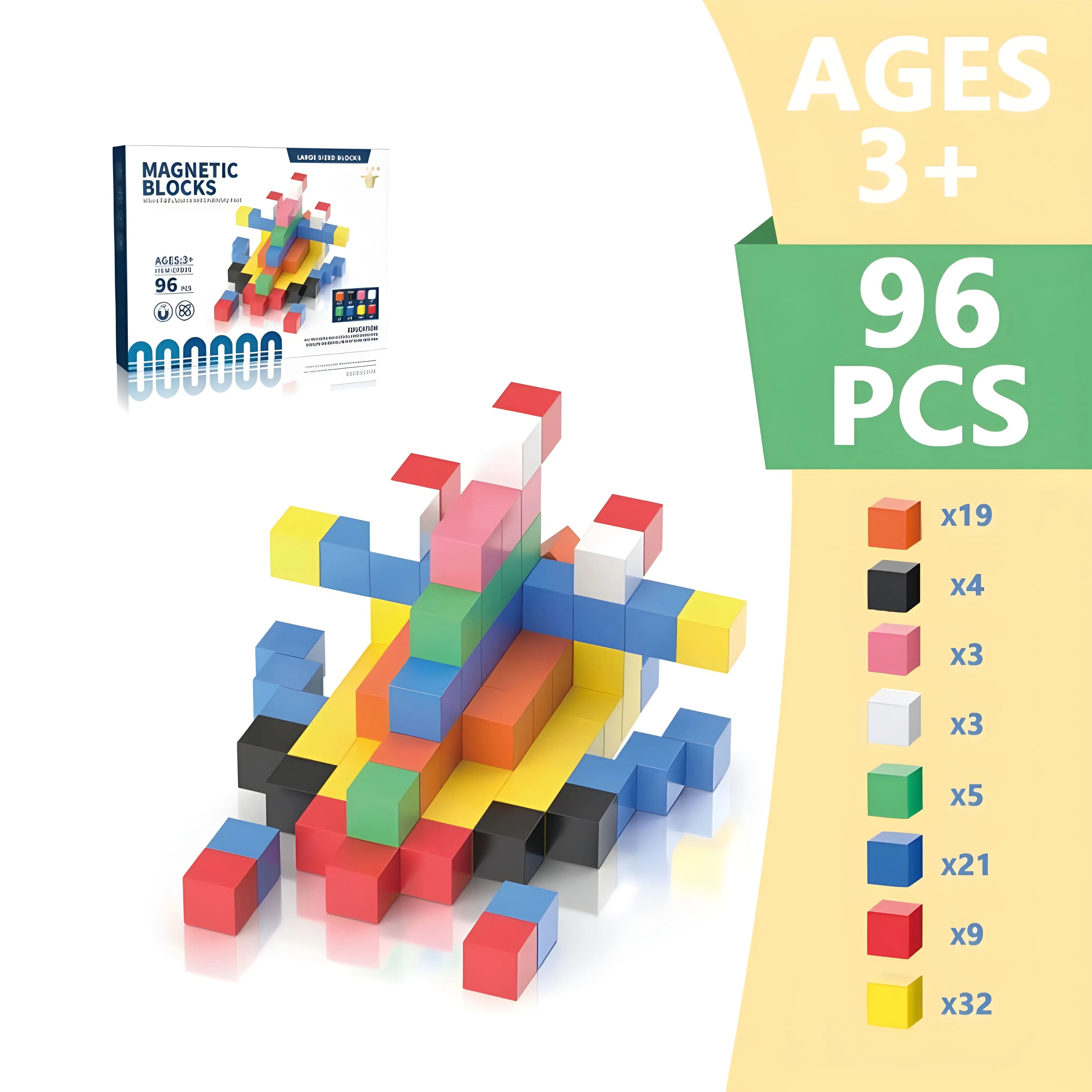 Magnetic Blocks 48, 72, 96, 120 PCS | 1"/2.5 cm | Magnet Toys for Kids | Magnetic Building Blocks Cubes | Stacking Magnets