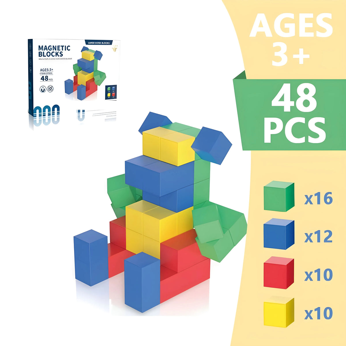Magnetic Blocks 48, 72, 96, 120 PCS | 1"/2.5 cm | Magnet Toys for Kids | Magnetic Building Blocks Cubes | Stacking Magnets
