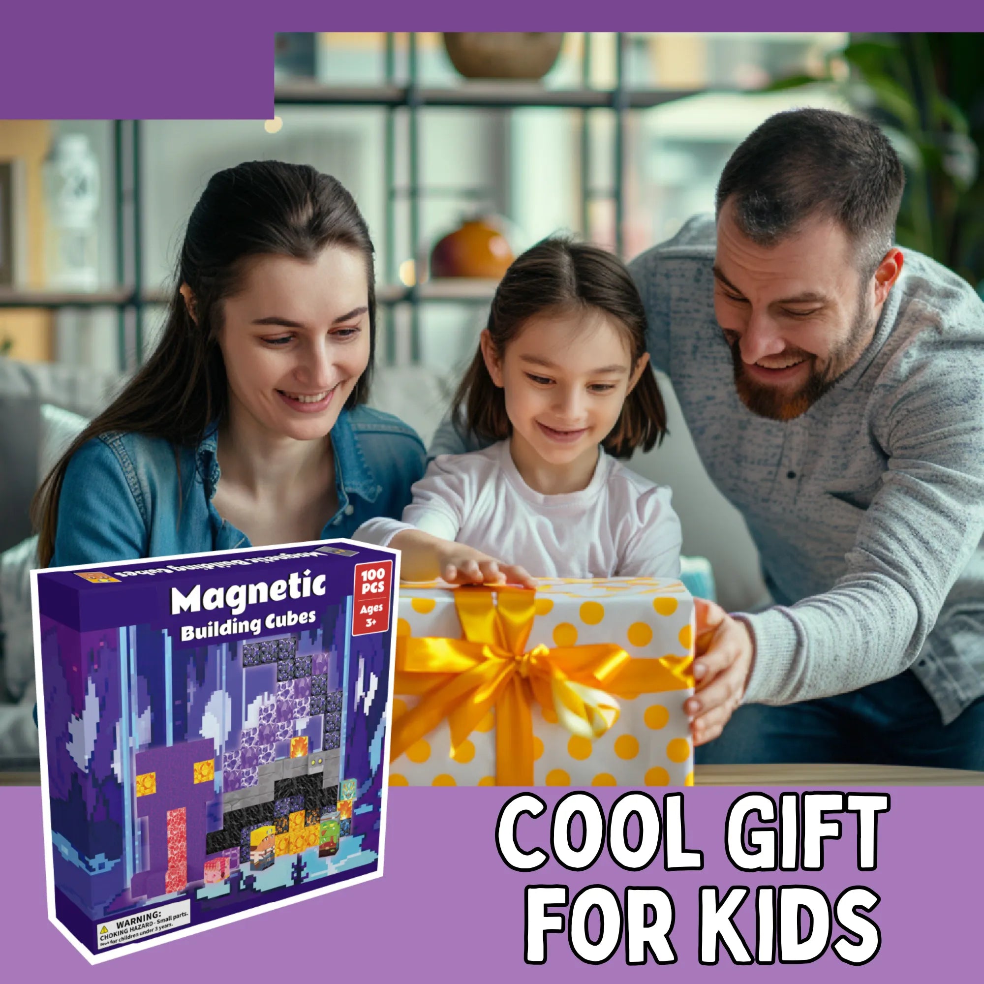 Magnetic Blocks with LED Light Up Blocks 100, 200 PCS | 2cm/0.8" | Magnet Toys for Kids | Magnetic Building Blocks Cubes | Stacking Magnets | Mining