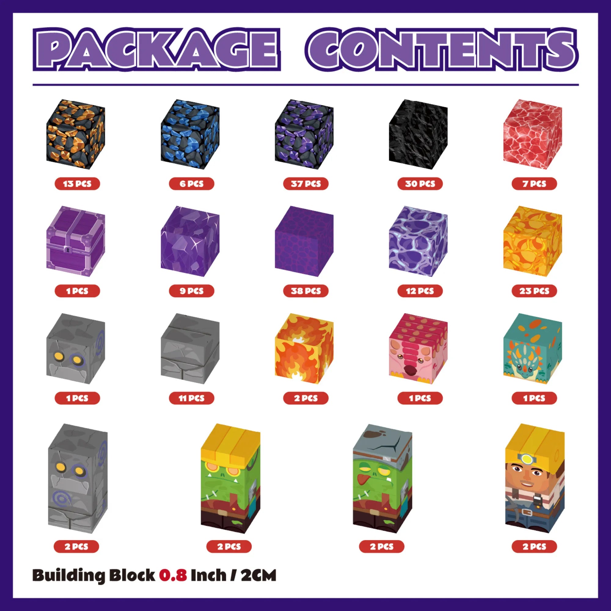 Magnetic Blocks with LED Light Up Blocks 100, 200 PCS | 2cm/0.8" | Magnet Toys for Kids | Magnetic Building Blocks Cubes | Stacking Magnets | Mining