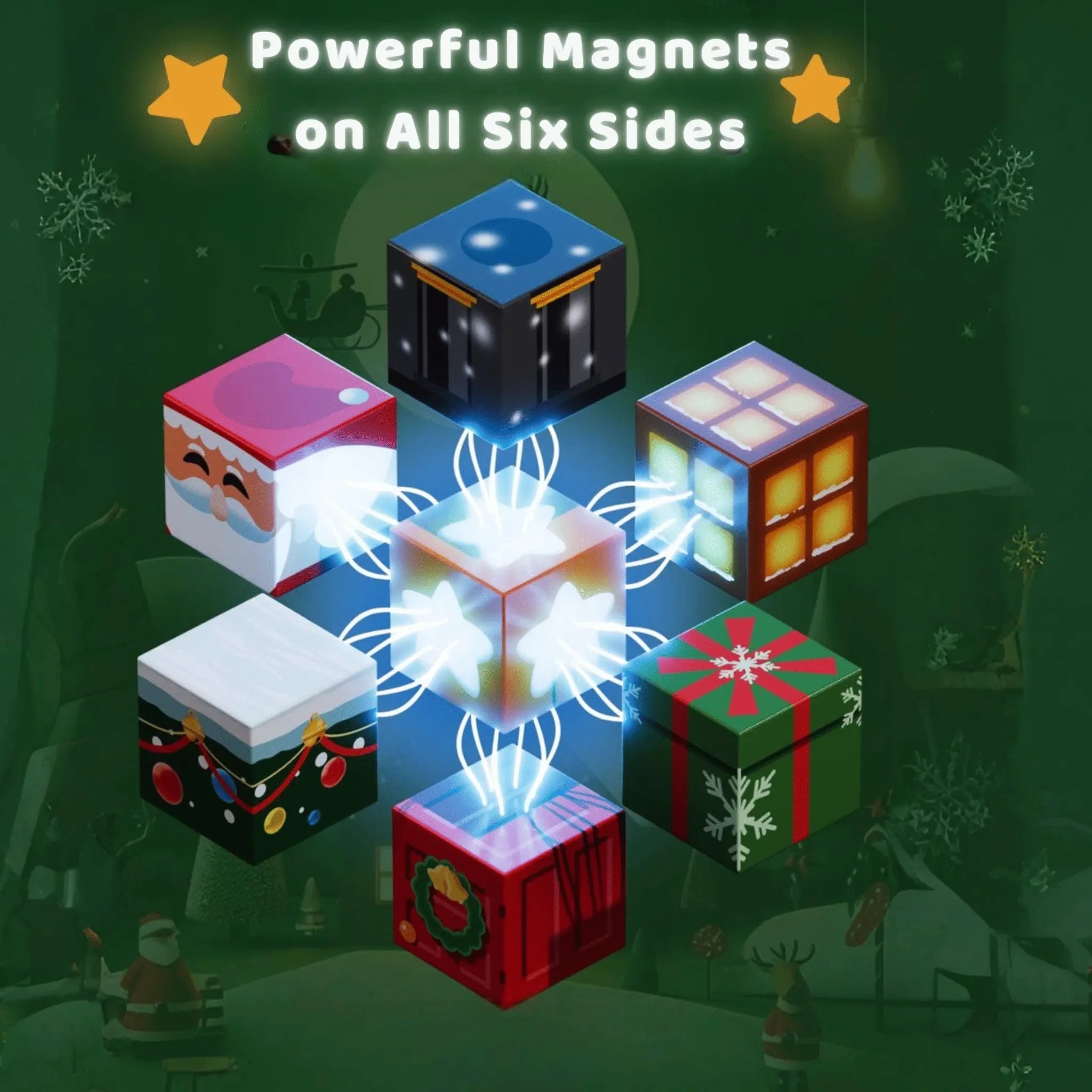 Christmas Magnetic Building Blocks 150, 300 PCS | 2cm/0.8" | Magnet Toys for Kids | Magnetic Building Blocks Cubes | Stacking Magnets