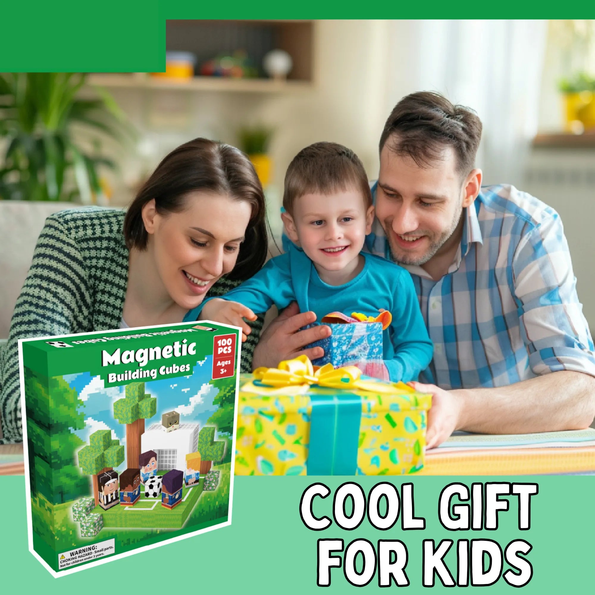 Magnetic Blocks with LED Light Up Blocks 100, 200 PCS | 2cm/0.8" | Magnet Toys for Kids | Magnetic Building Blocks Cubes | Stacking Magnets | Football