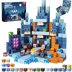 Magnetic Building Blocks 100 PCS | 2cm/0.8" | Magnet Toys for Kids | Magnetic Building Blocks Cubes | Stacking Magnets | Blue Castle