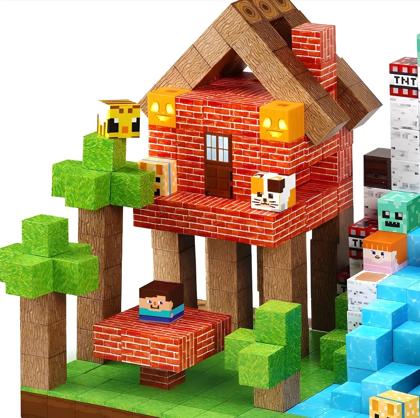 Magnetic Building Blocks 150 PCS | 2cm/0.8" | Magnet Toys for Kids | Magnetic Building Blocks Cubes | Stacking Magnets | Forest Village