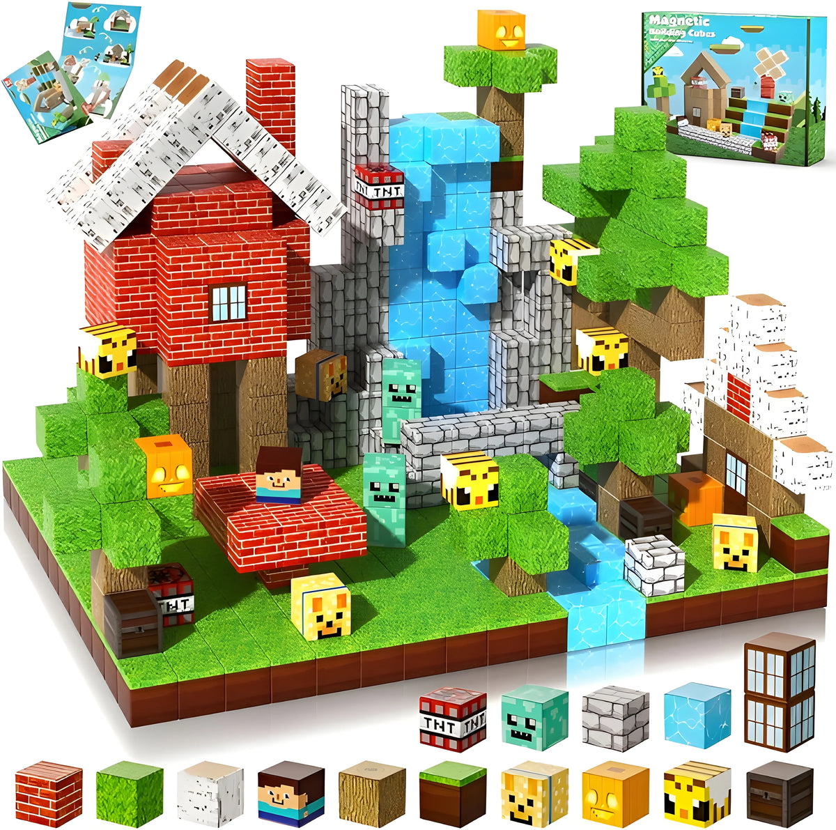 Magnetic Building Blocks 100 PCS | 2cm/0.8" | Magnet Toys for Kids | Magnetic Building Blocks Cubes | Stacking Magnets | Jungle